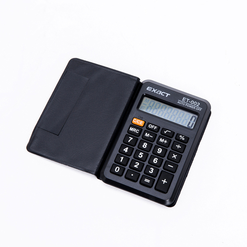 Calculadora flip preta com capa de couro simulado Adequada para estudantes Corporativo