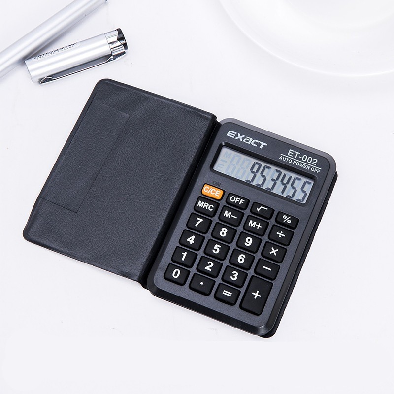 Calculadora flip preta com capa de couro simulado Adequada para estudantes Corporativo