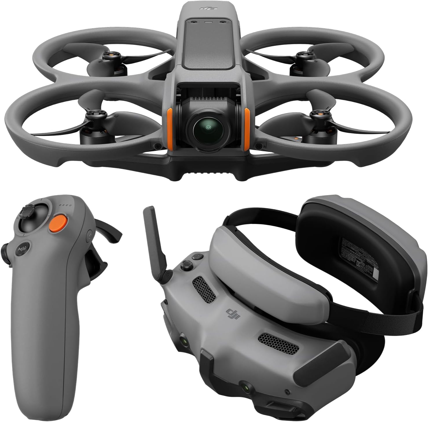 DJI Avata 2 Free Flight Kit｜1/1.3-inch Ultra-sensitive Camera｜4K/60fps Ultra-wide Angle｜O4 Image Transmission 10km｜46-minute Battery Life｜Sensing Control 2.0｜FPV Goggles｜Cross-Stick｜Three-Electricity Kit