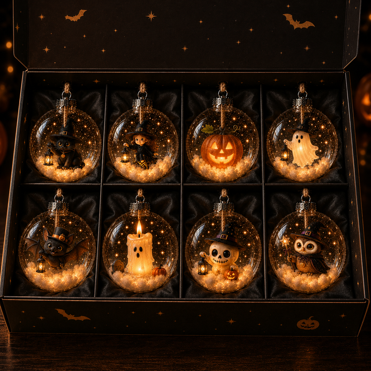 🔥LAST DAY 70% OFF –🎃 Halloween Glowing Mini Ornament Collection – Cat / Witch / Pumpkin / Ghost Lighted Decor