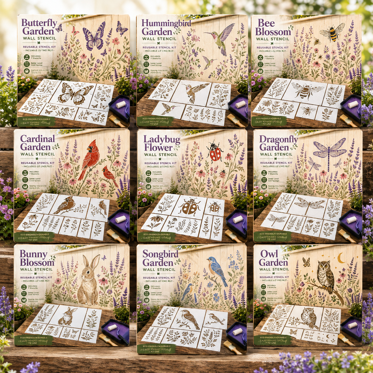 🔥Last Day 70% OFF - 🌿Garden Bloom Wall Stencil Kit | DIY Garden Painting Templates for Every Space