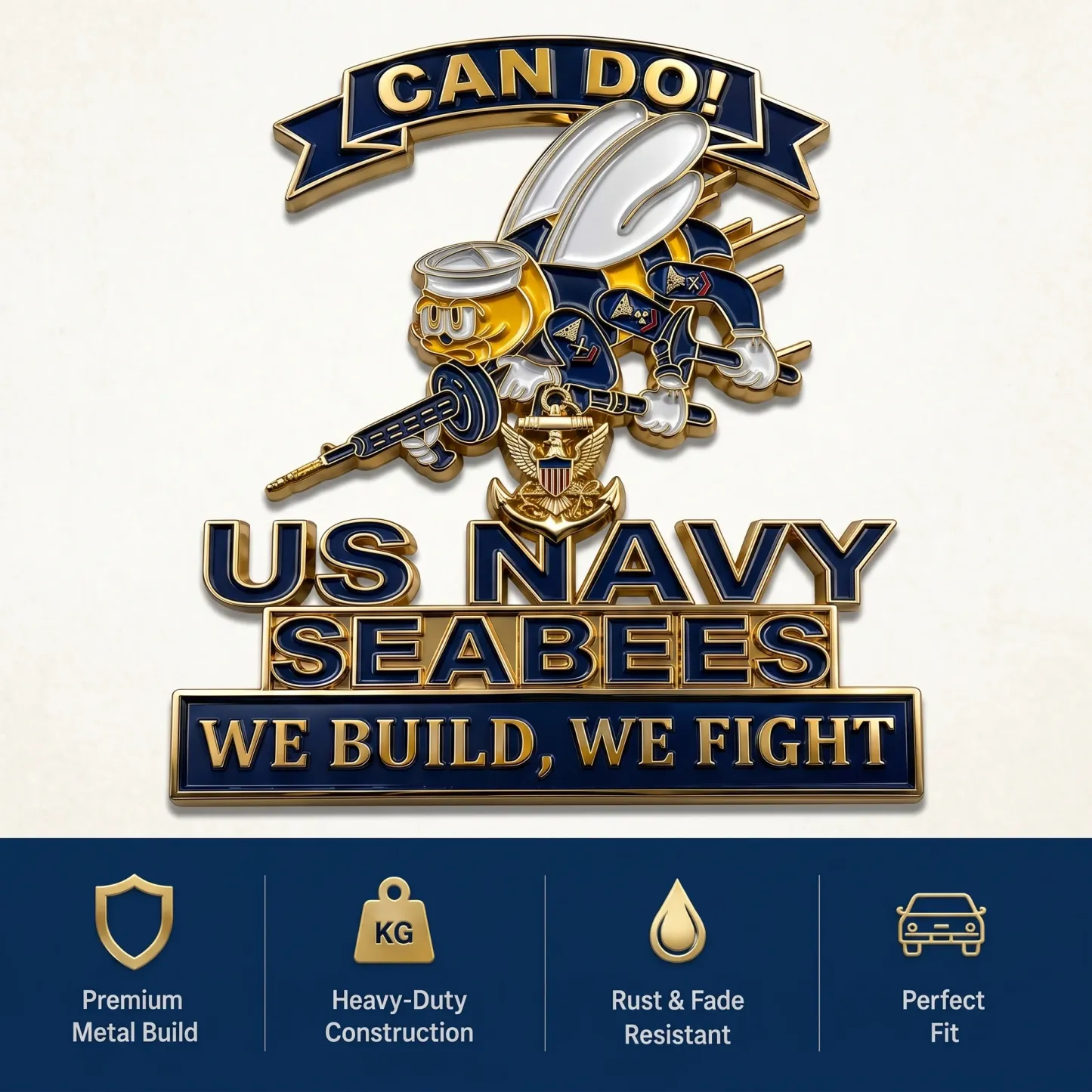 ⚓Last Day Promo: 49% OFF - 🐝US Navy Seabees Can Do! Car Emblem Metal Badge - ✈️Buy 2 Free Shipping Today!