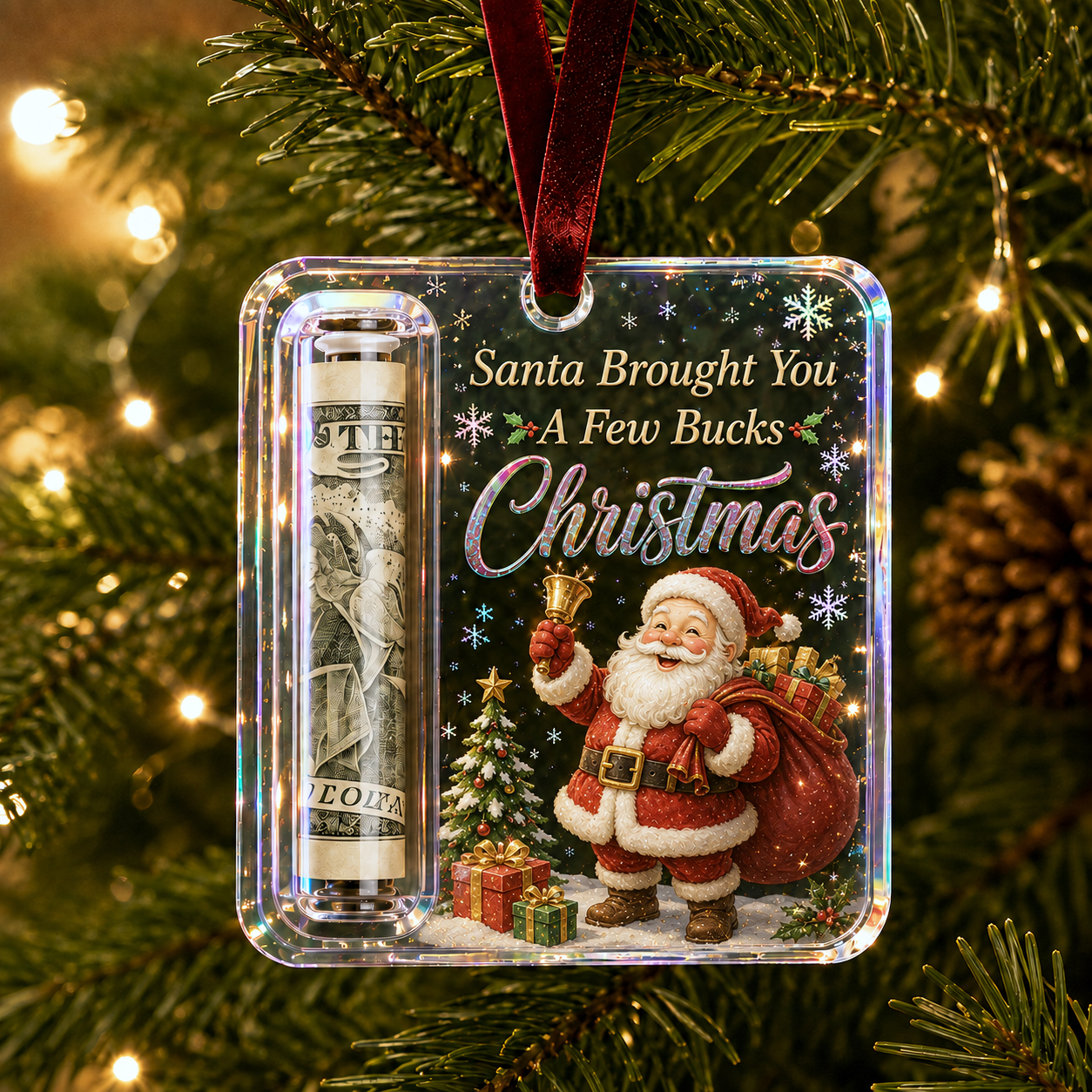 🔥Limited time 70% OFF-✨🎄A Few Bucks for Christmas – Cash Gift Holder Ornament