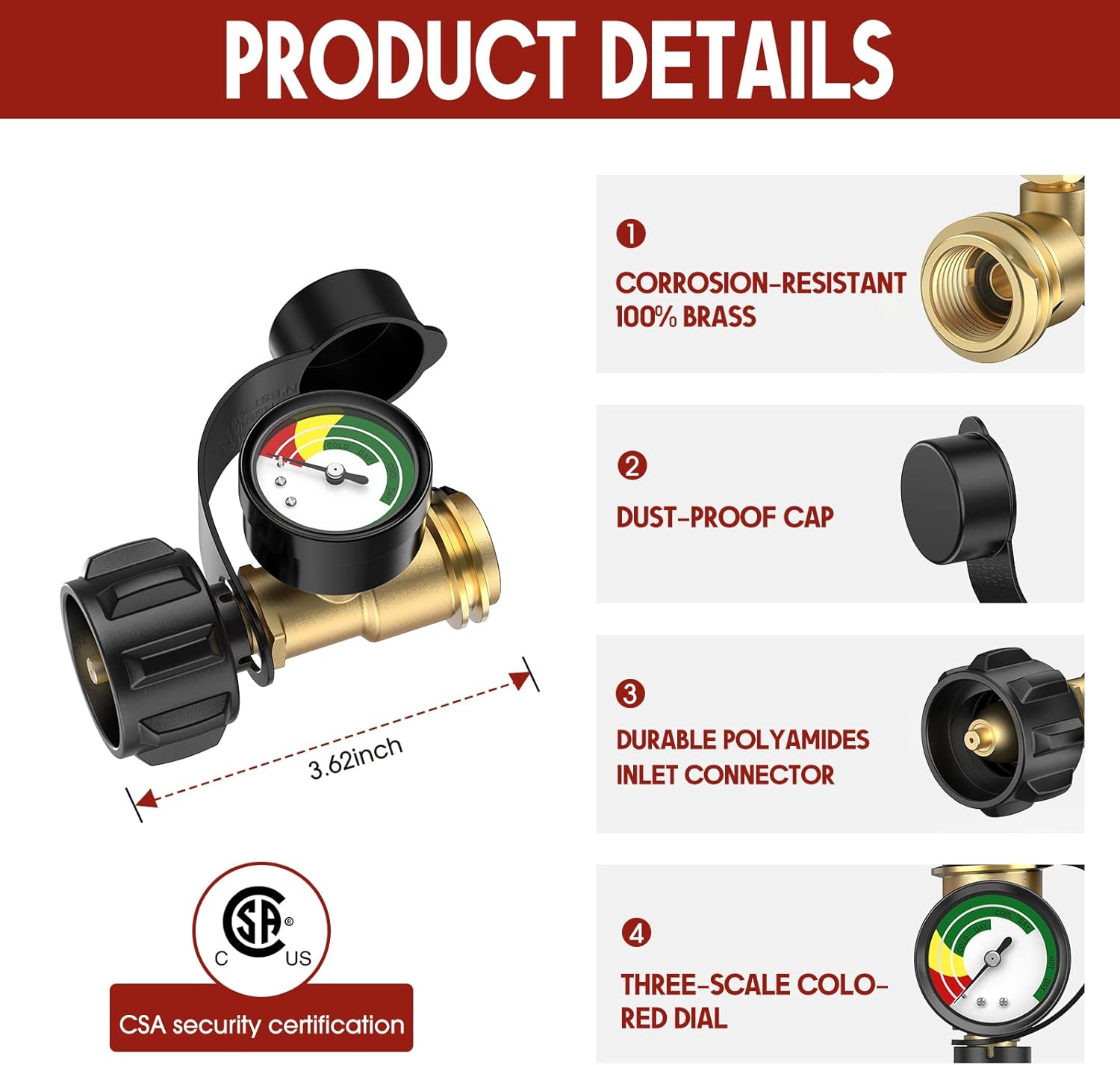 Universal Propane Tank Gauge For 5-40 Pound LP Tanks