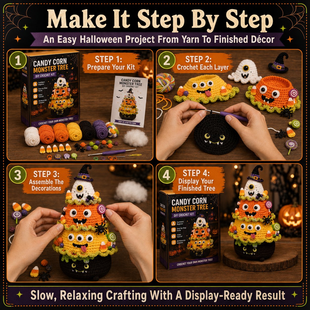 ✨Limited-Time 70% OFF-Halloween Tree DIY Crochet Kit🧶👻✨