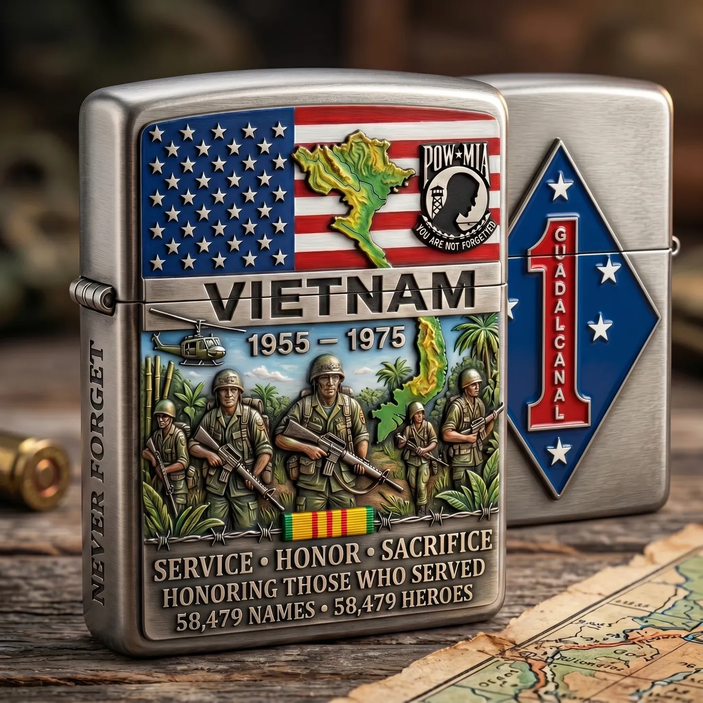 🔥Last Day Promo 49% OFF 🎖️Vietnam Veteran Tribute Collectible Windproof Lighter – Military Division Edition
