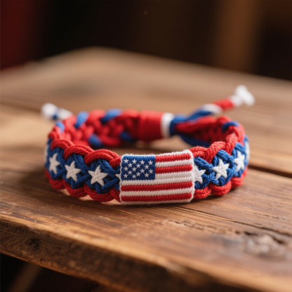 Handmade Independence Day Braided Bracelet