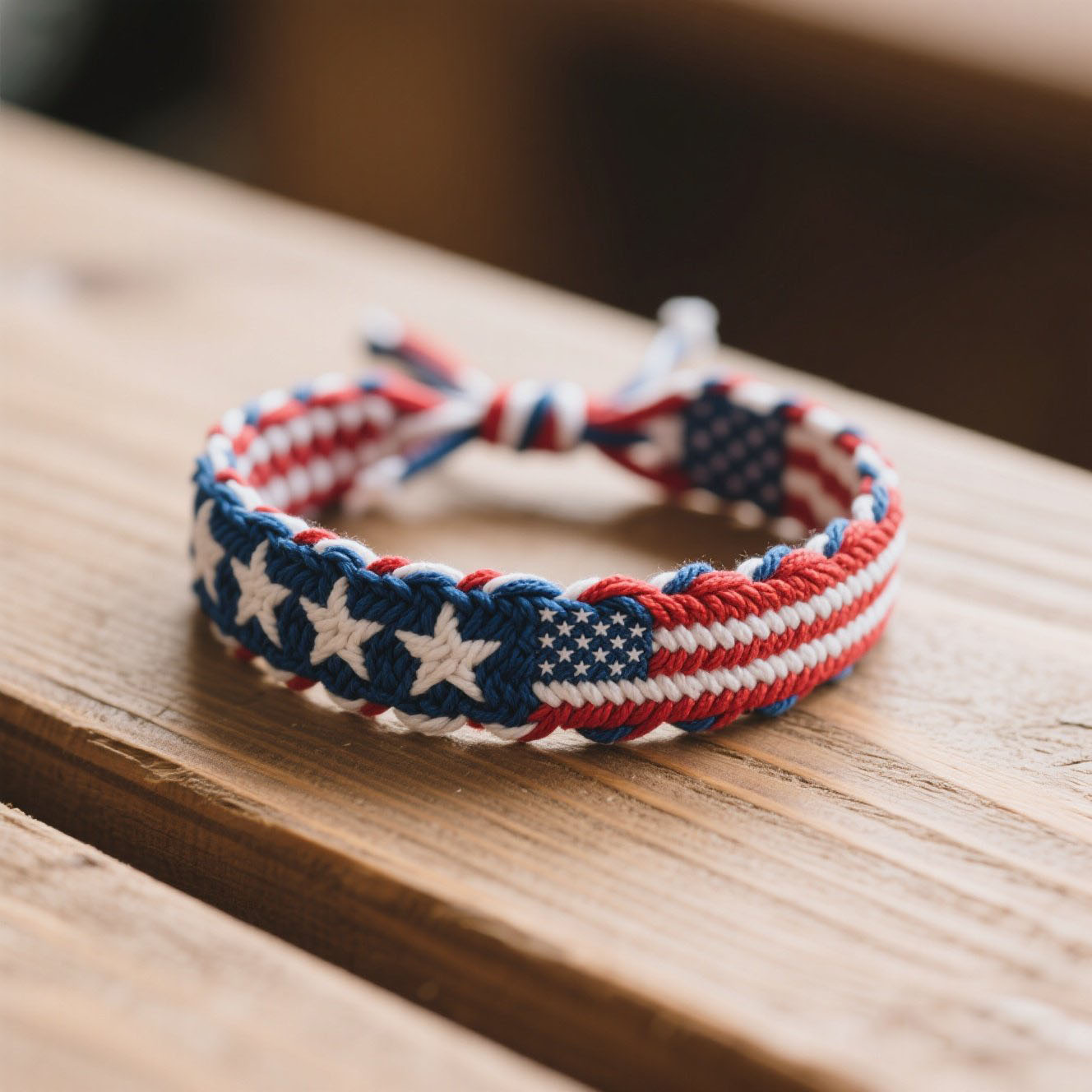 Handmade Independence Day Braided Bracelet