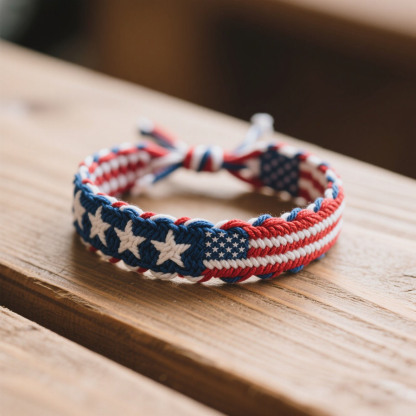 Handmade Independence Day Braided Bracelet