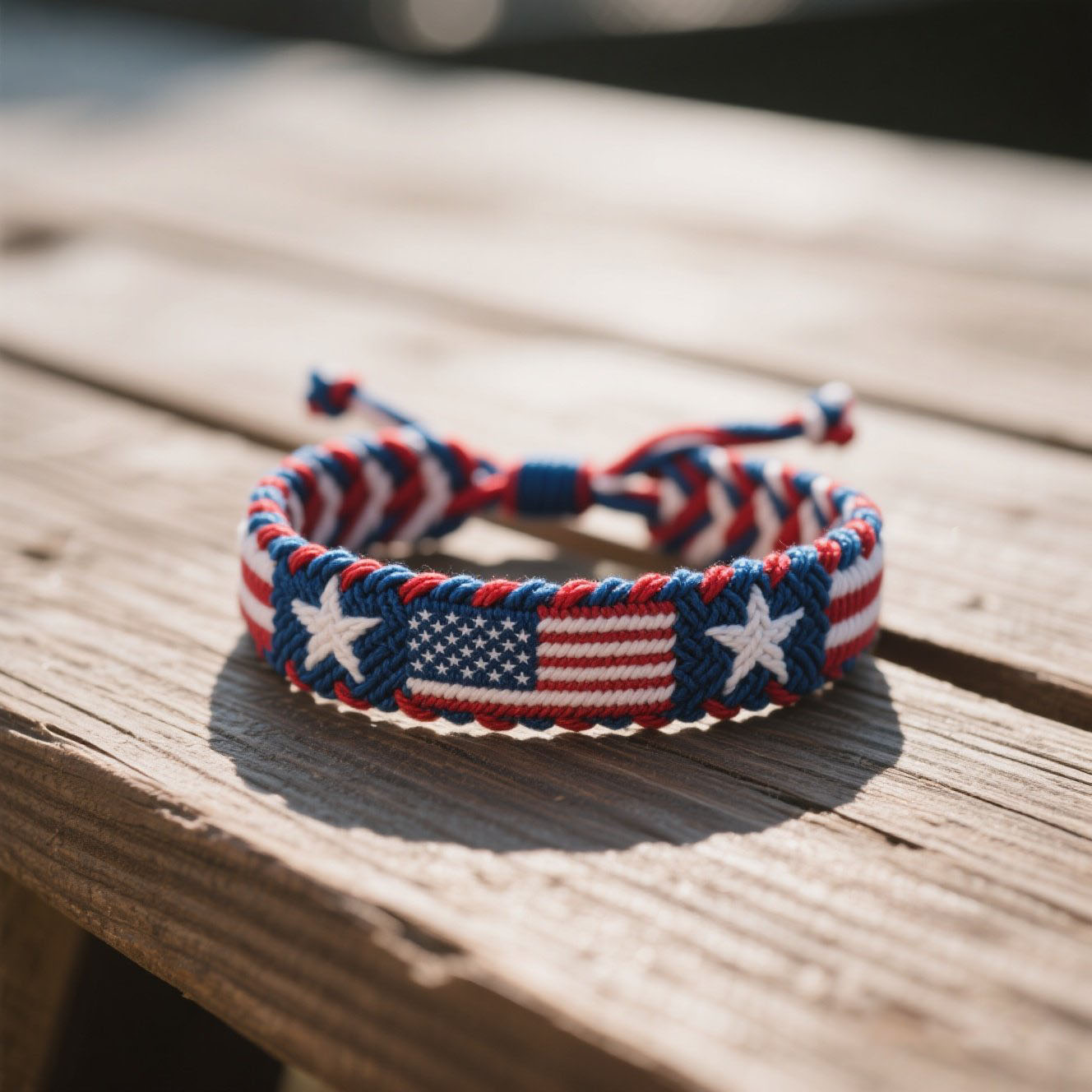 Handmade Independence Day Braided Bracelet