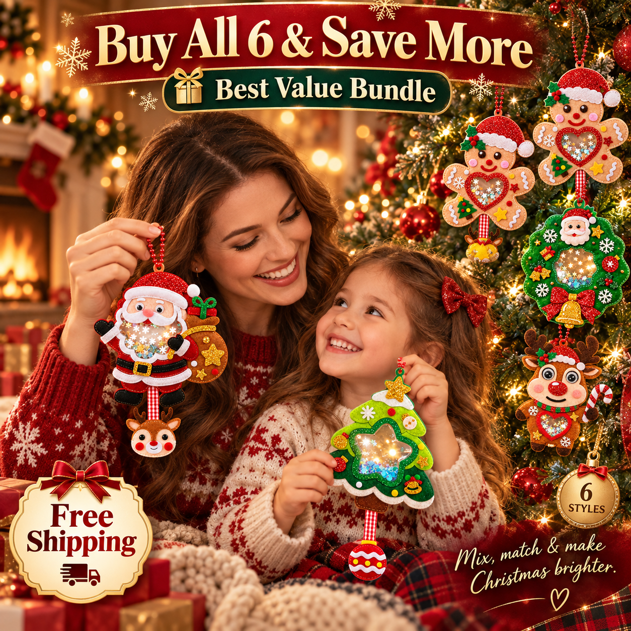 🔥Last 40pcs🎉-🎁DIY Christmas Shaker Ornament Kit – Sparkling Felt Tree Decorations 🎄✨
