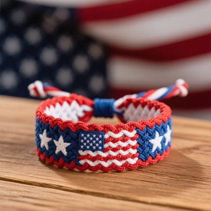Handmade Independence Day Braided Bracelet