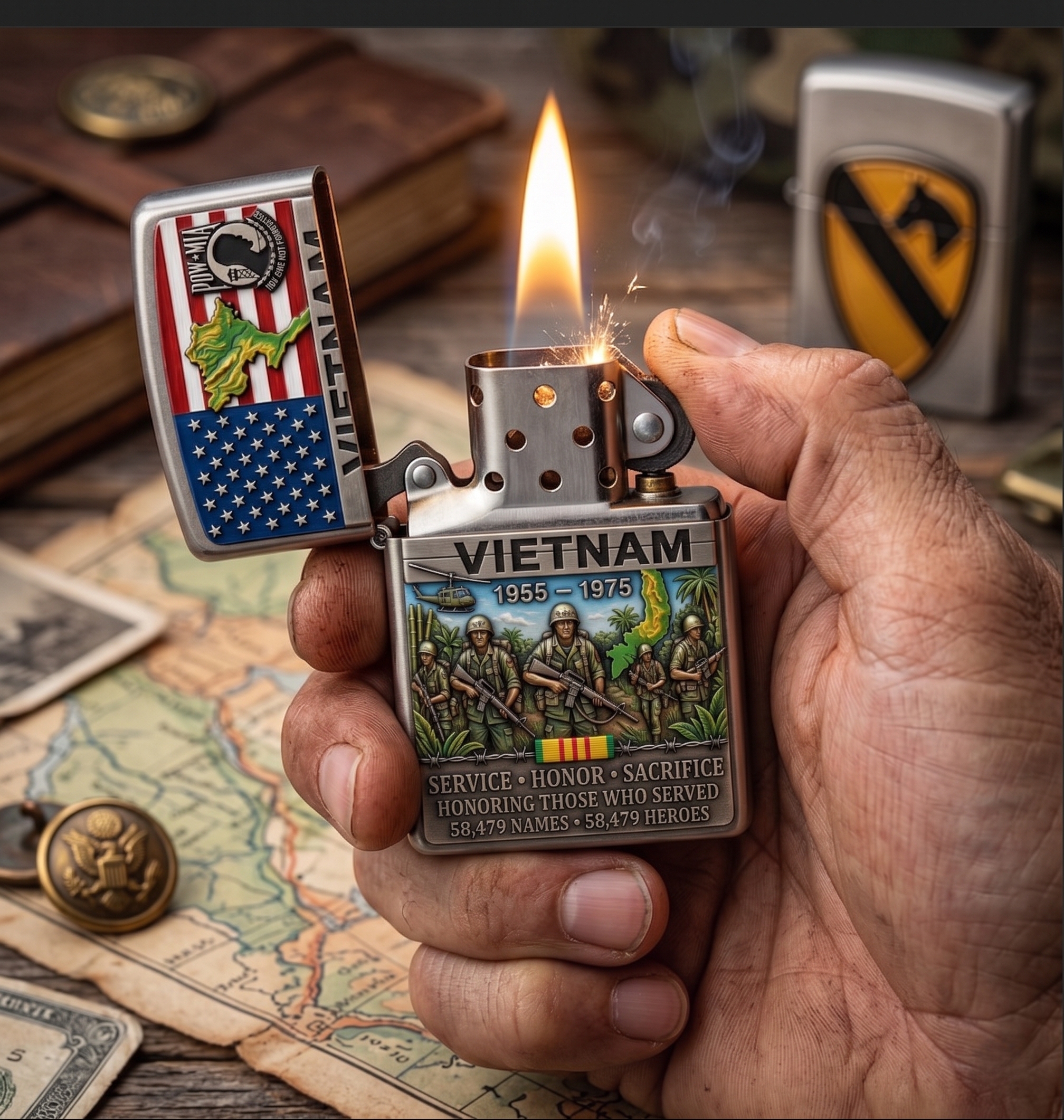 🔥Last Day Promo 49% OFF 🎖️Vietnam Veteran Tribute Collectible Windproof Lighter – Military Division Edition