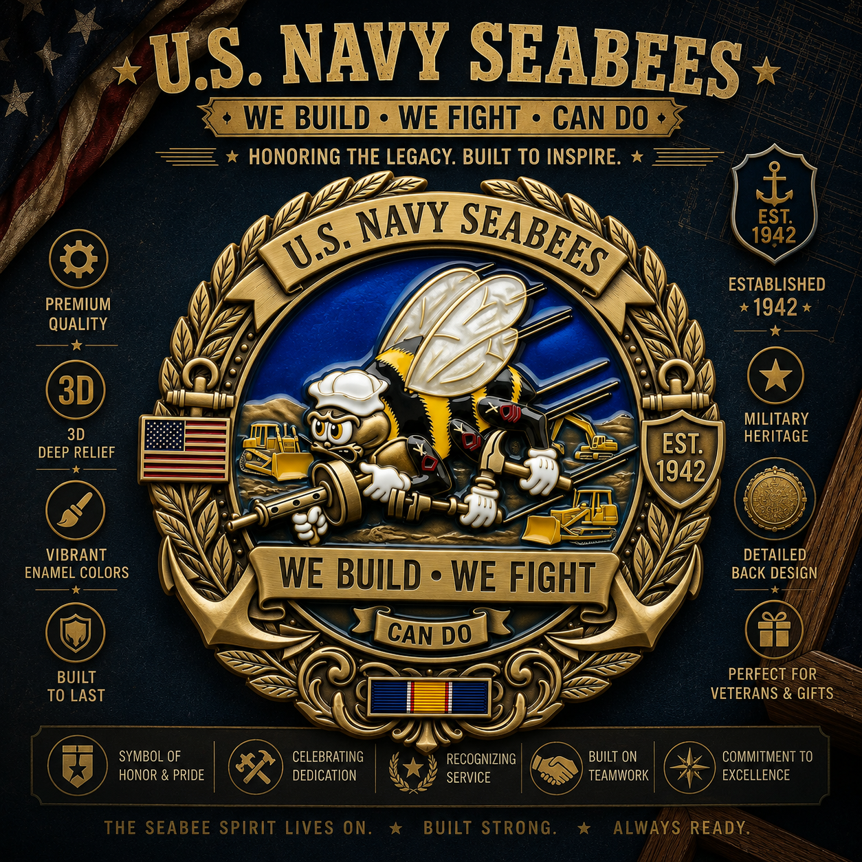 ⚓Last Day Promo: 49% OFF -  🐝U.S. Navy Seabees