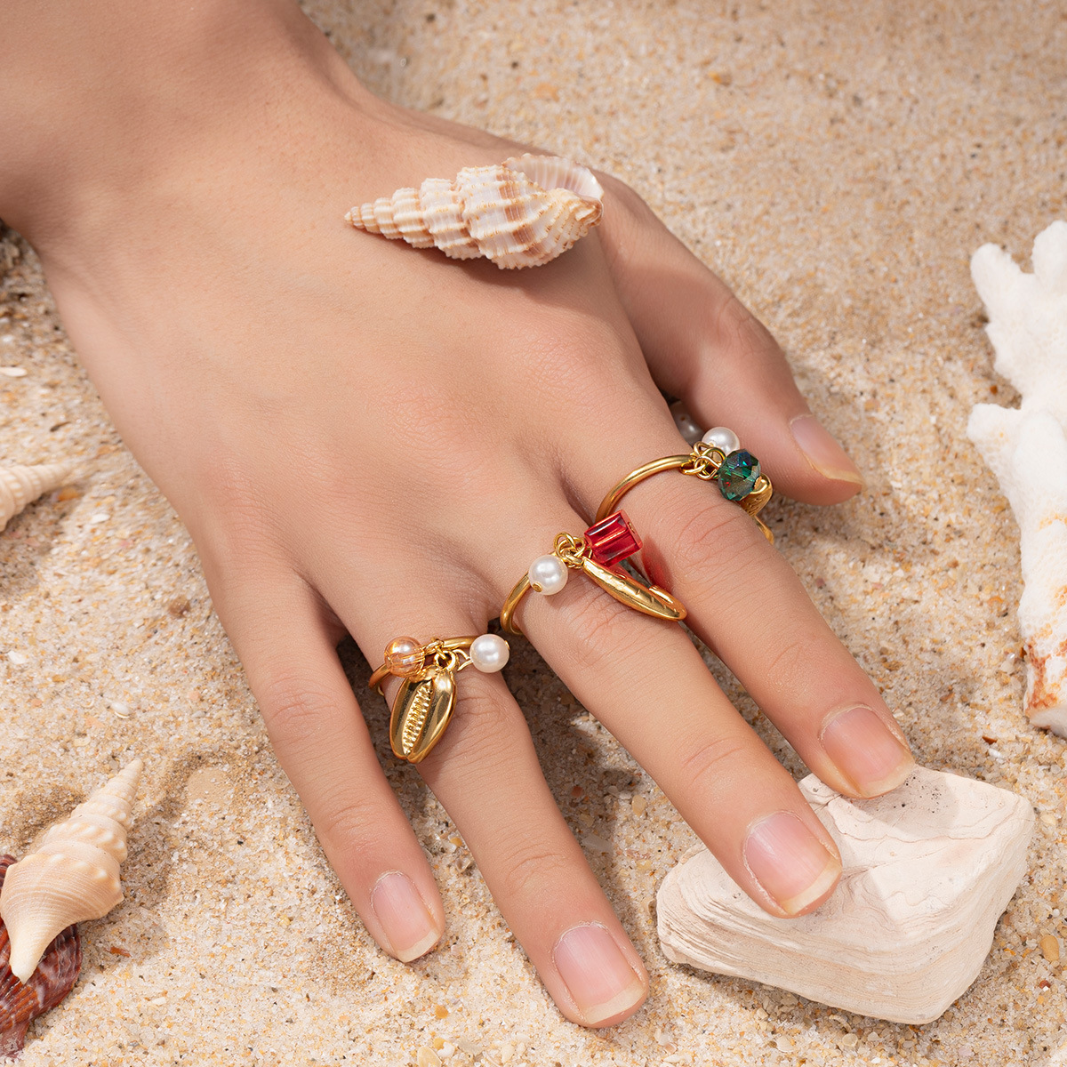 🌊Ocean-Inspired Charm Rings✨