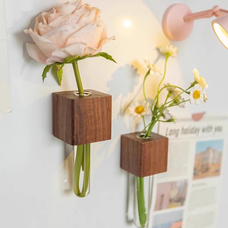 Solid Wood Refrigerator Sticker Vase