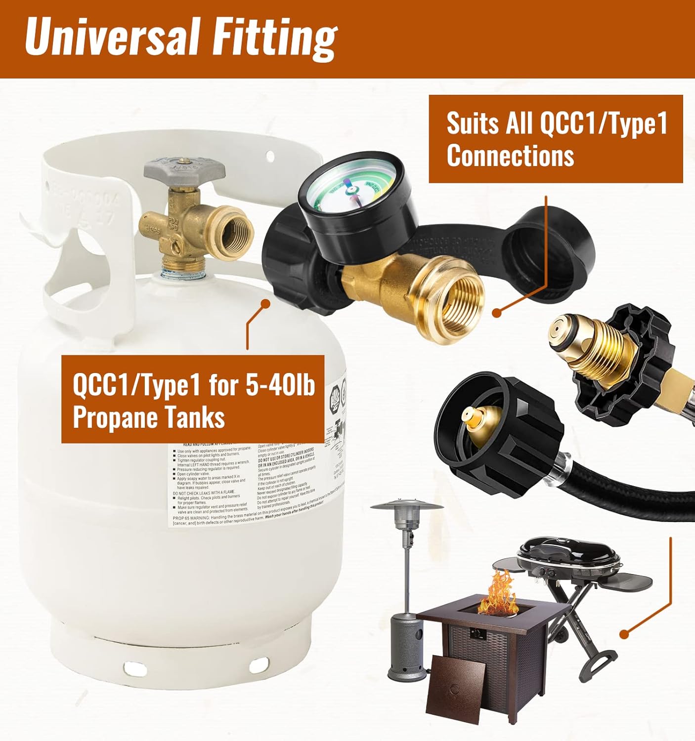 Universal Propane Tank Gauge For 5-40 Pound LP Tanks