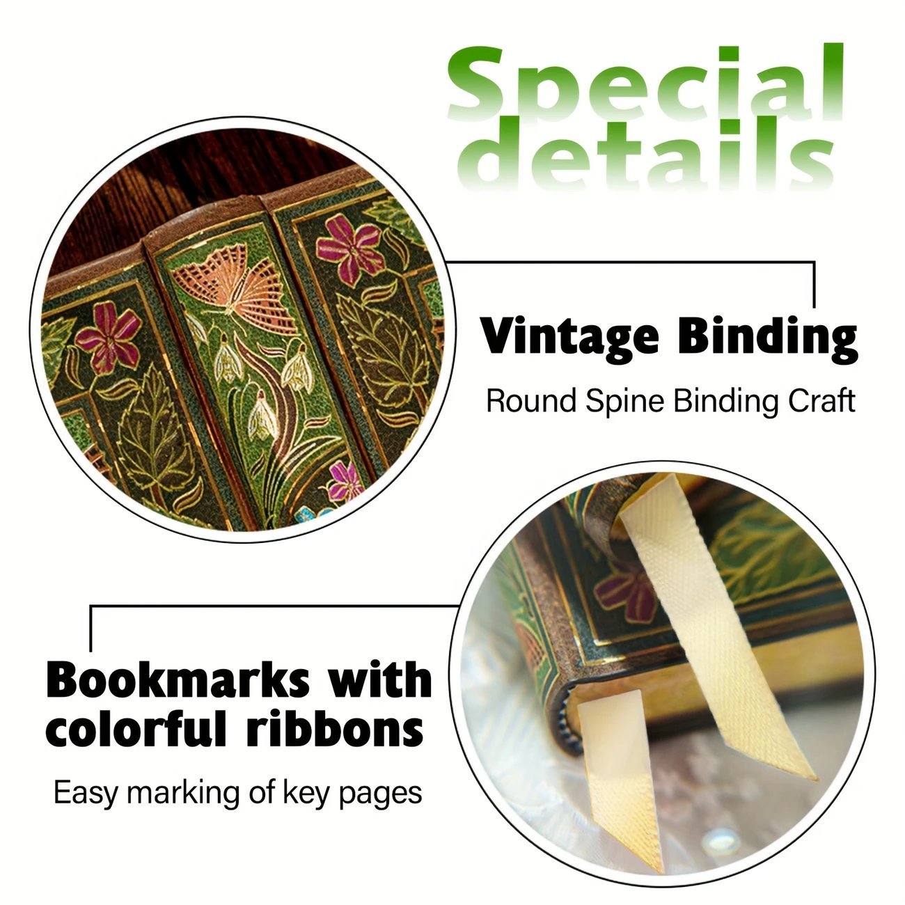 🦋 Whispering Blooms Vintage Notebook(❤️HARD COVER)