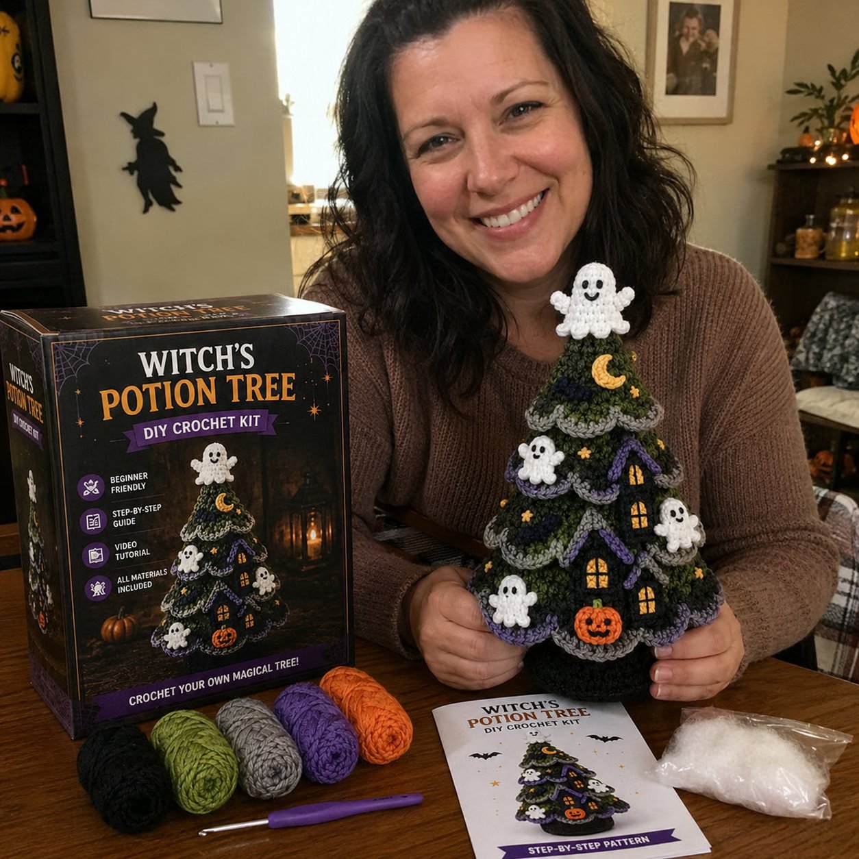 ✨Limited-Time 70% OFF-Halloween Tree DIY Crochet Kit🧶👻✨