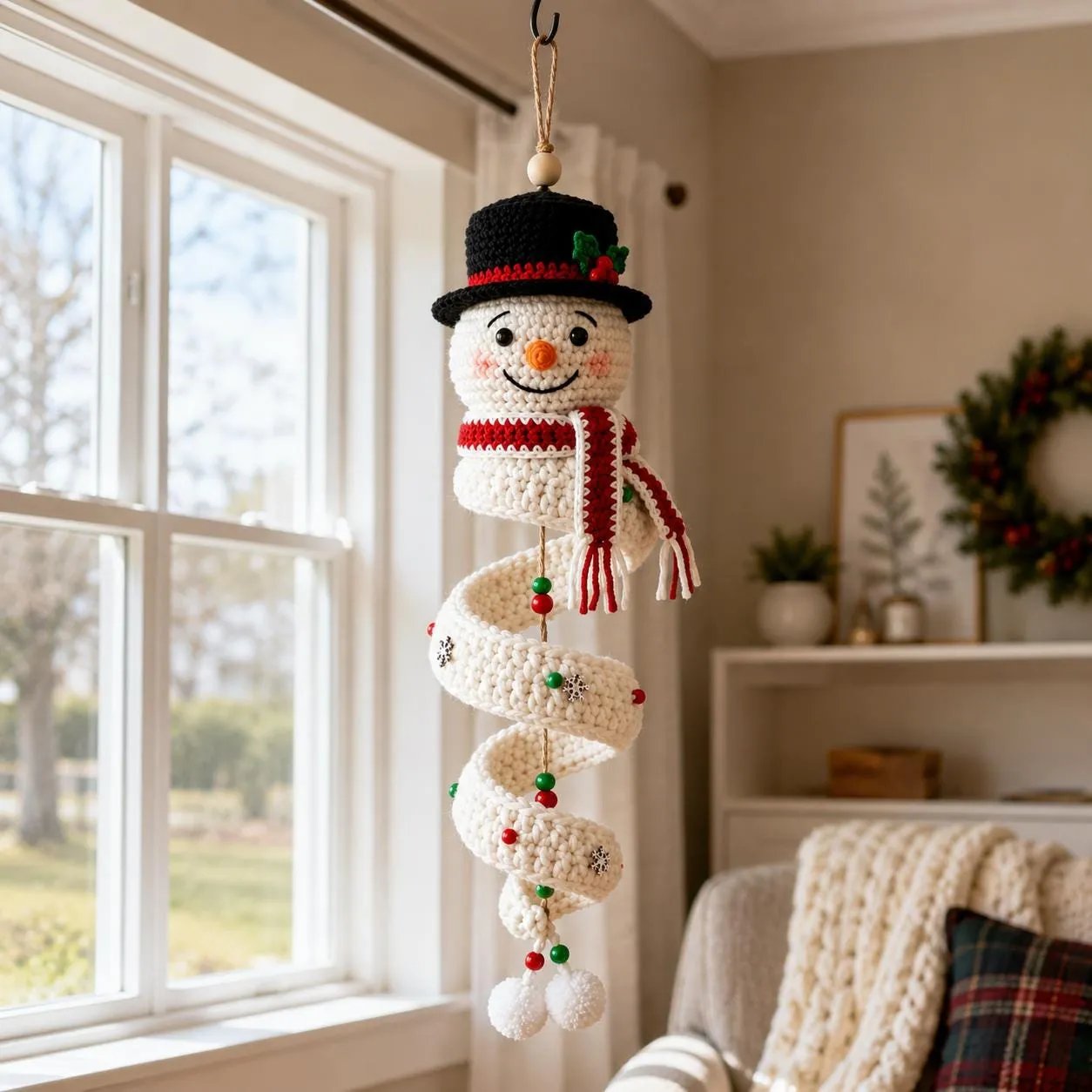 🔥 LAST DAY 70% OFF -☃️ Crochet Snowman Spiral Ornament DIY Kit | Complete Beginner-Friendly Set with Soft Yarn, Crochet Hook, Festive Beads, Snowflakes & Step-by-Step Guide 🧶🎄✨