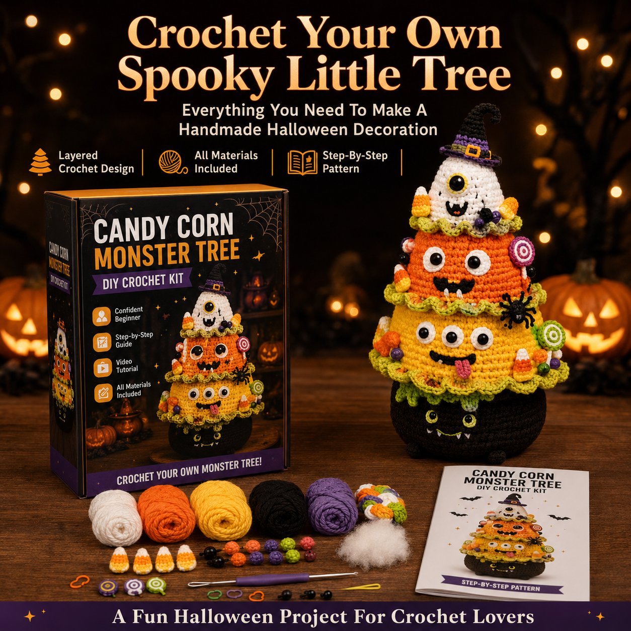 ✨Limited-Time 70% OFF-Halloween Tree DIY Crochet Kit🧶👻✨