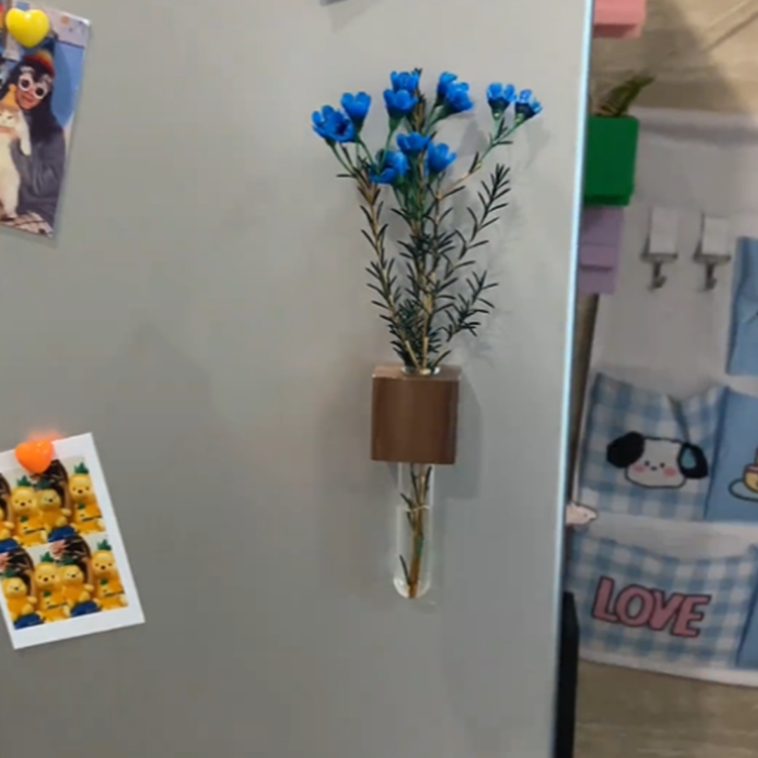 Solid Wood Refrigerator Sticker Vase