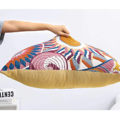 Nordic Sun Print Button Cotton Pillowcases (2pcs)