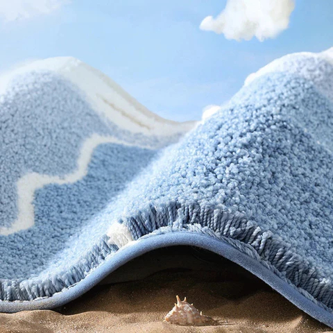 Seaside Footprint Pattern Bath Mat