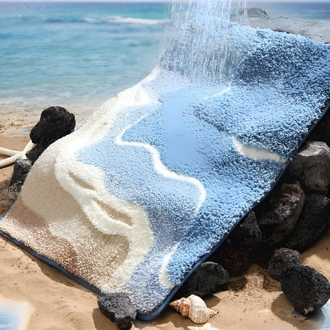Seaside Footprint Pattern Bath Mat