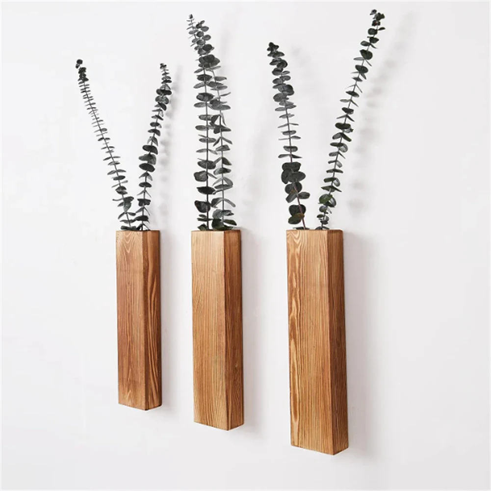 Wooden Wall Pocket Hanging Vases