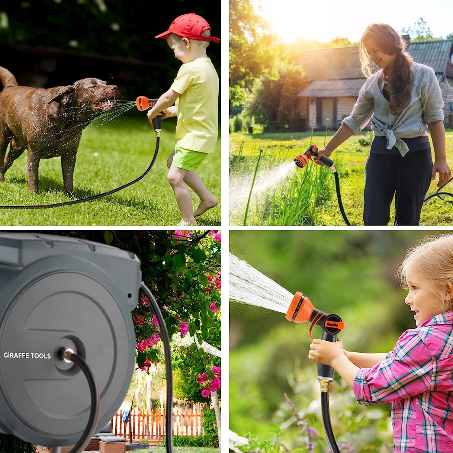 ⏰Giraffe Tools AW30 1/2MB Retractable Garden Hose Reel 1/2" x 100 ft PRO Metal Bracket, Any Length Lock Hose Reel