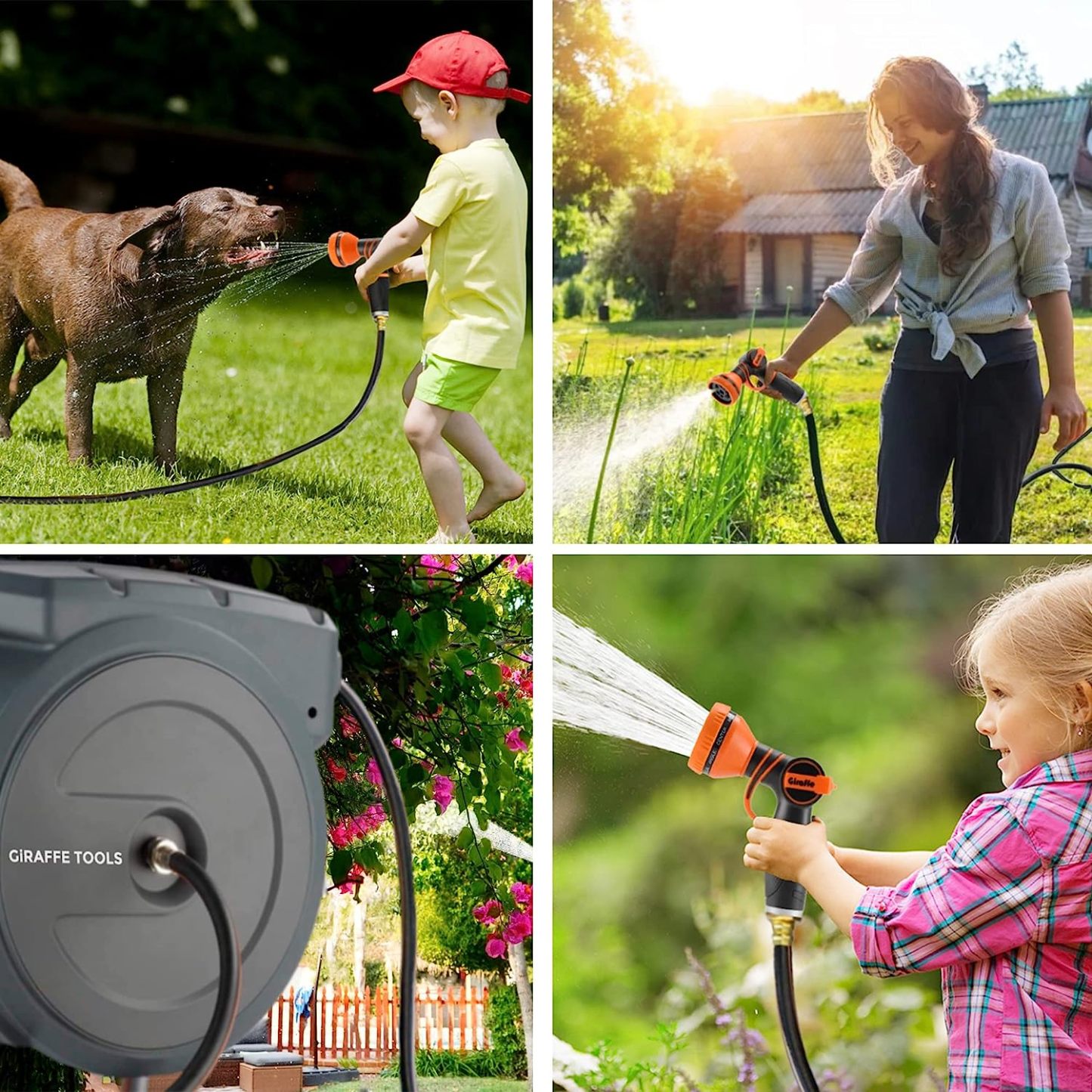 ⏰Giraffe Tools AW30 1/2MB Retractable Garden Hose Reel 1/2" x 100 ft PRO Metal Bracket, Any Length Lock Hose Reel