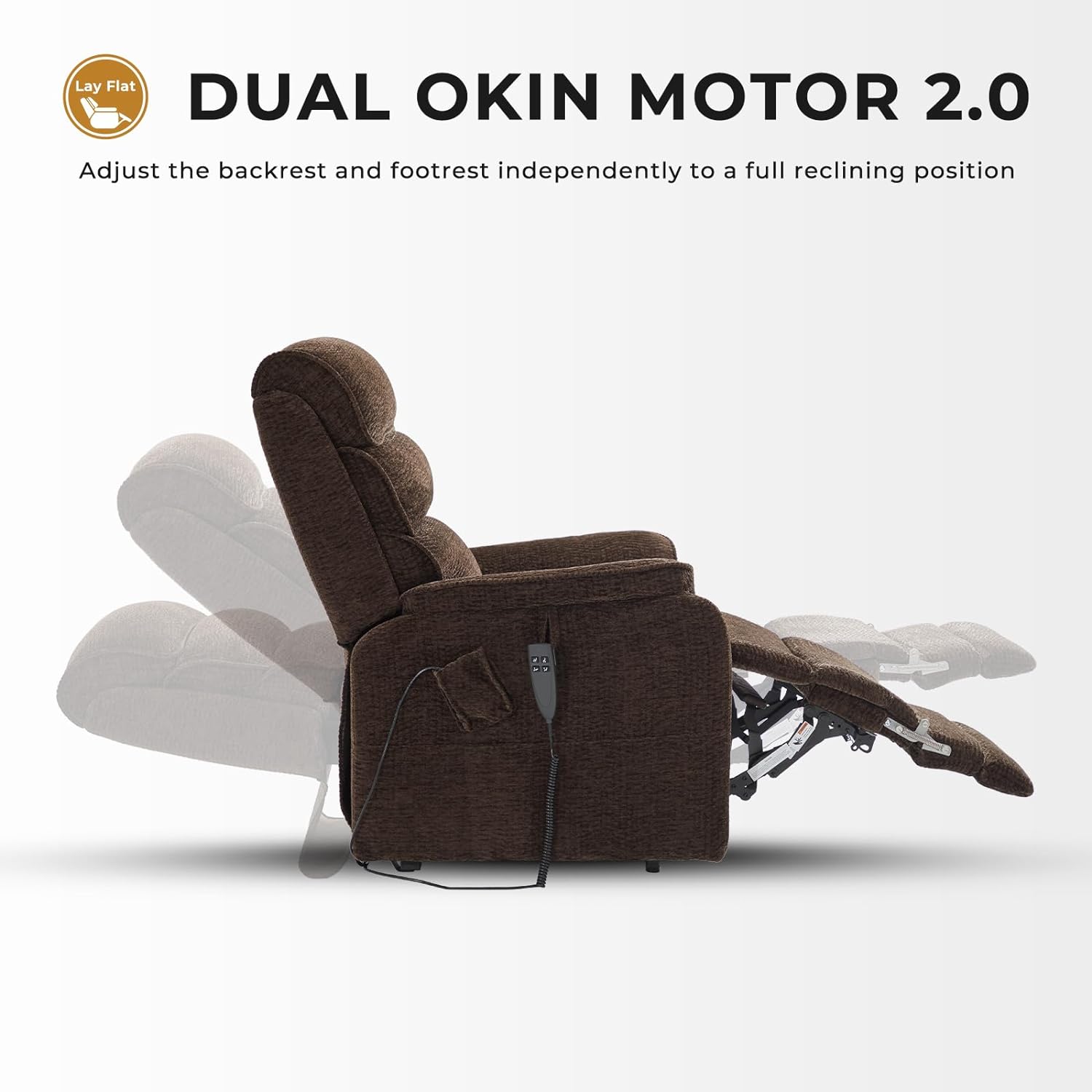 Irene House 9188 Medium Dual Motor Lay Flat Recliner Lift Chair Recliners Infinite Position with Heat Massage for Elderly Up to 300 LBS Electric Power Lift Recliner Chair Sofa