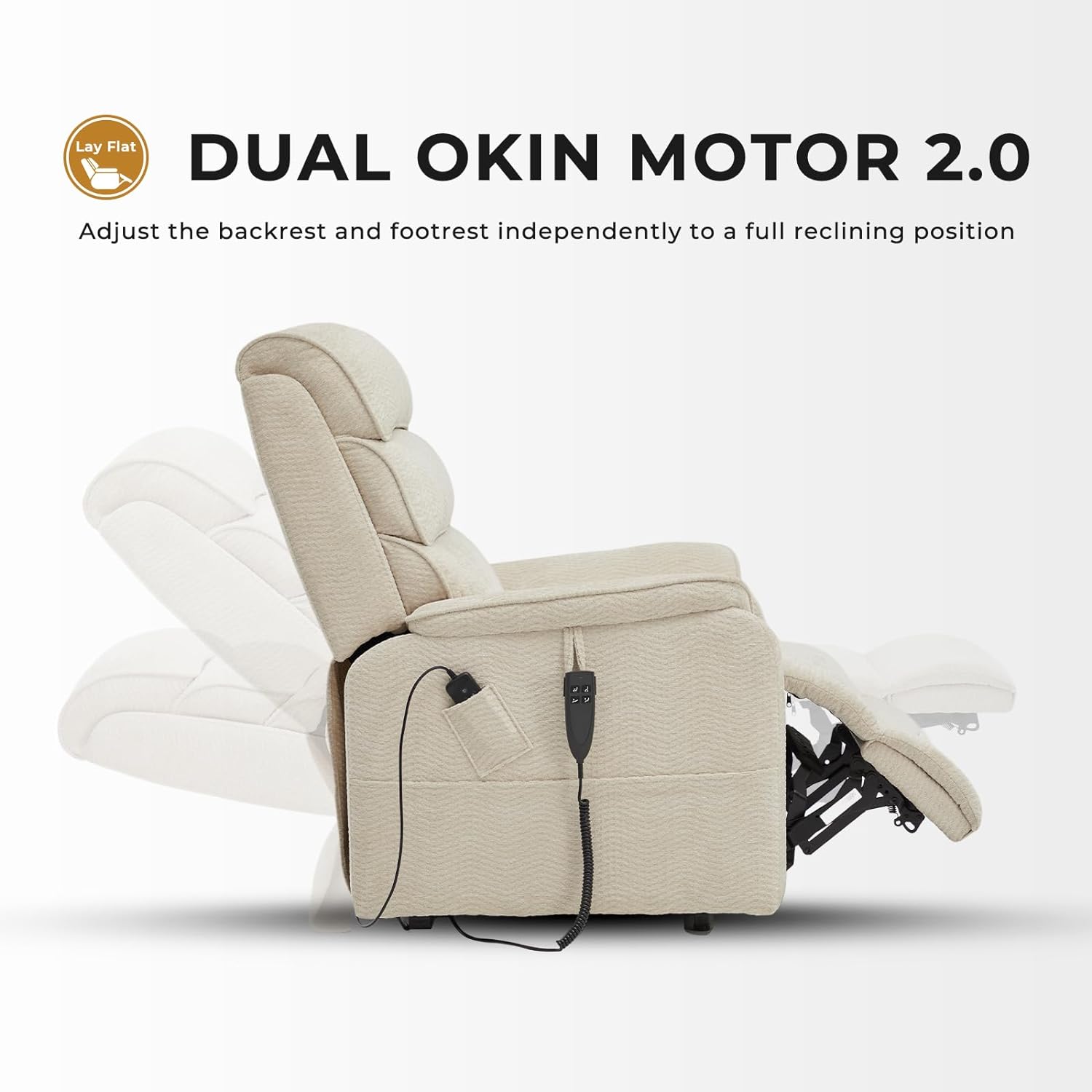 Irene House 9188 Medium Dual Motor Lay Flat Recliner Lift Chair Recliners Infinite Position with Heat Massage for Elderly Up to 300 LBS Electric Power Lift Recliner Chair Sofa