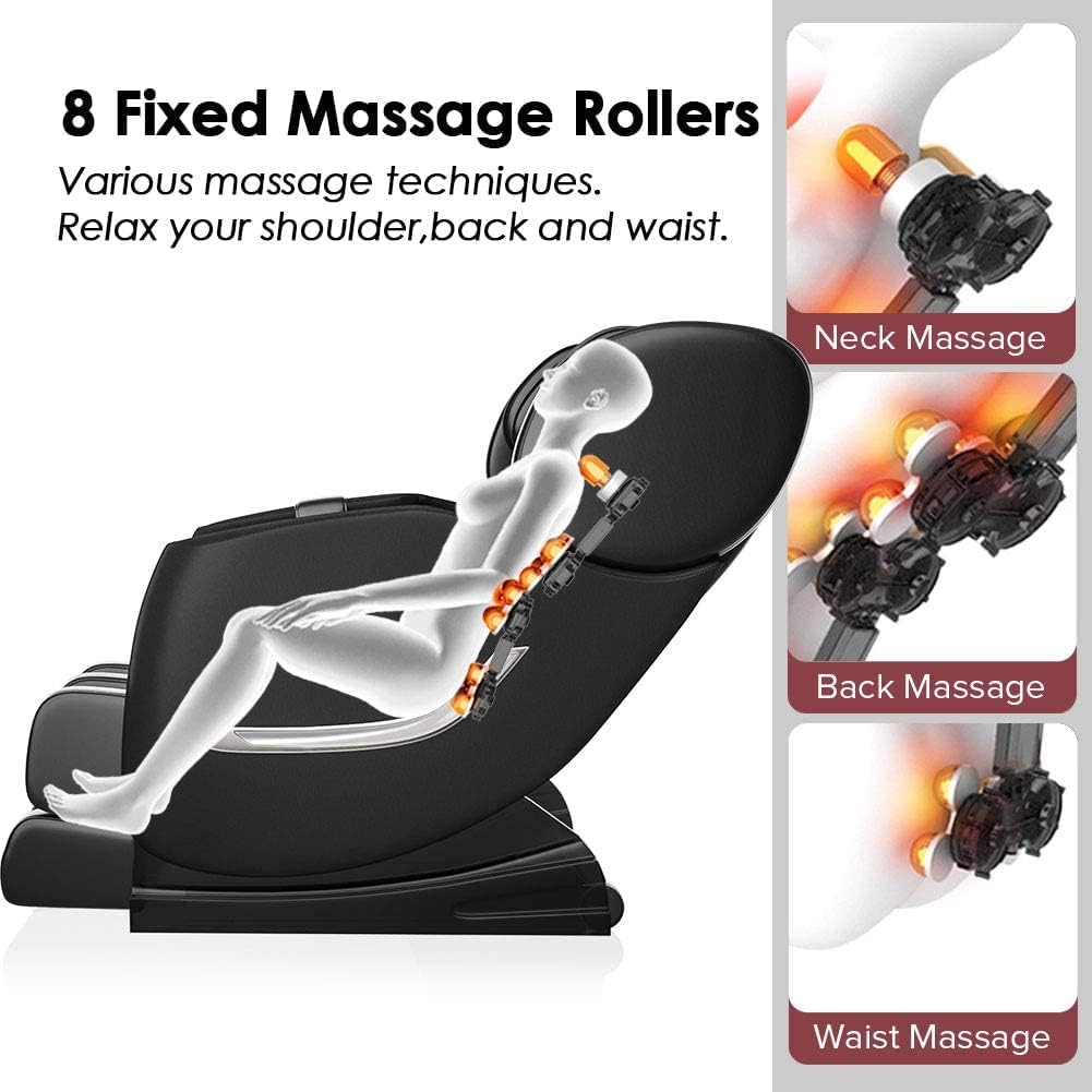 2024 Massage Chair, Full Body Zero Gravity Massage Chair with 8 Fixed Massage Rollers, 6 Auto Modes, Waist Heated, Bluetooth Speaker