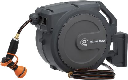 ⏰Giraffe Tools AW30 1/2MB Retractable Garden Hose Reel 1/2" x 100 ft PRO Metal Bracket, Any Length Lock Hose Reel