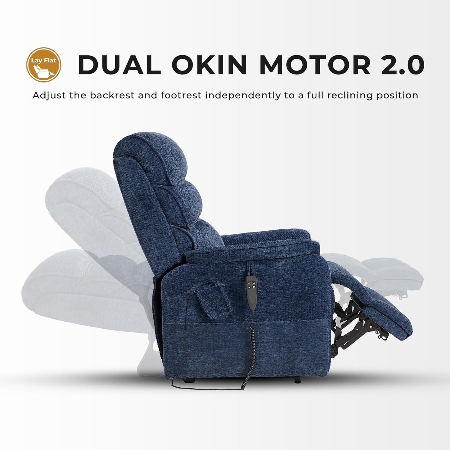 Irene House 9188 Medium Dual Motor Lay Flat Recliner Lift Chair Recliners Infinite Position with Heat Massage for Elderly Up to 300 LBS Electric Power Lift Recliner Chair Sofa