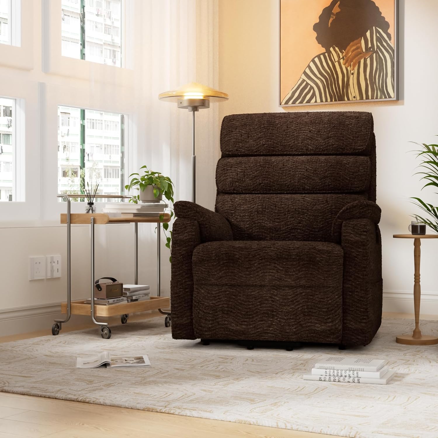Irene House 9188 Medium Dual Motor Lay Flat Recliner Lift Chair Recliners Infinite Position with Heat Massage for Elderly Up to 300 LBS Electric Power Lift Recliner Chair Sofa