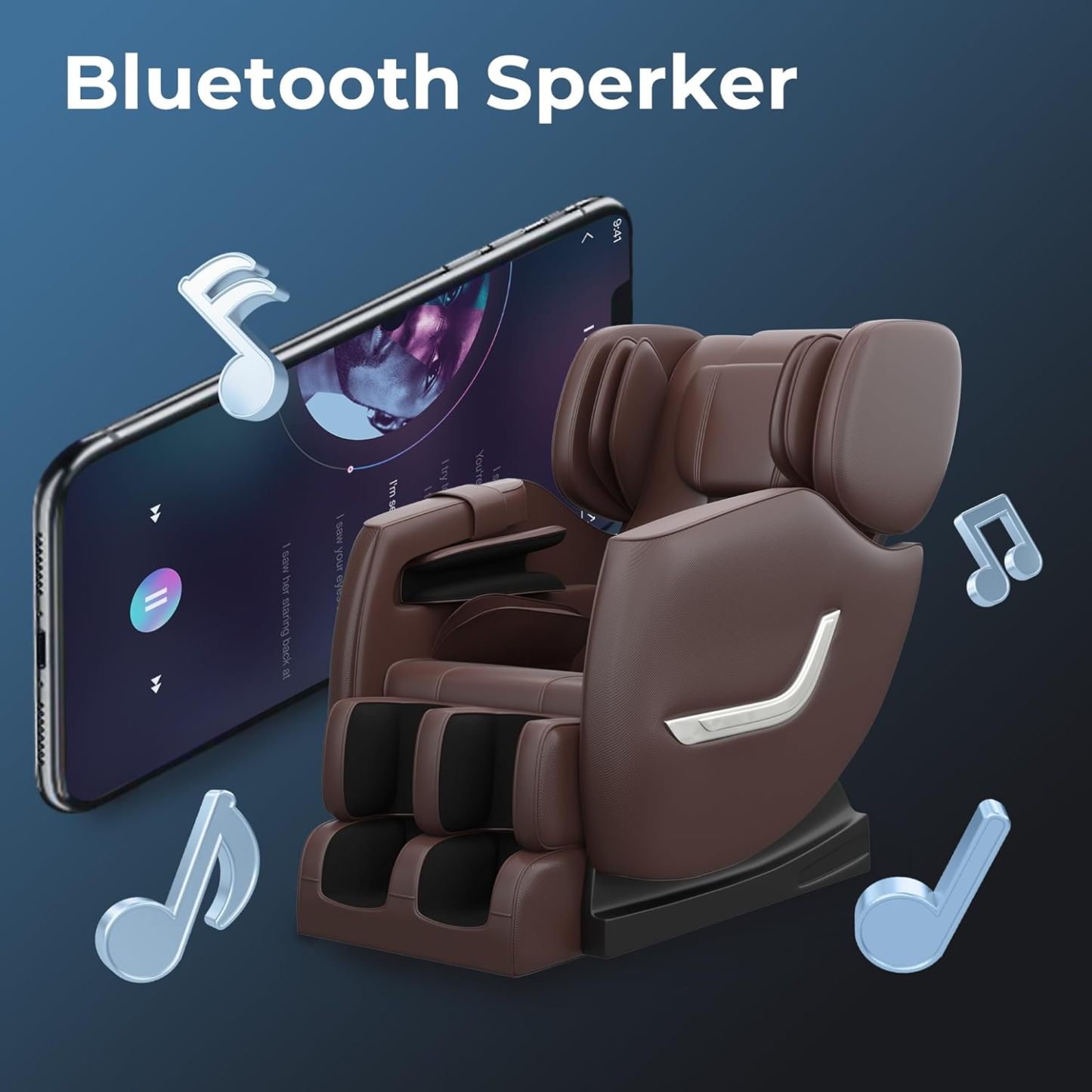 2024 Massage Chair, Full Body Zero Gravity Massage Chair with 8 Fixed Massage Rollers, 6 Auto Modes, Waist Heated, Bluetooth Speaker