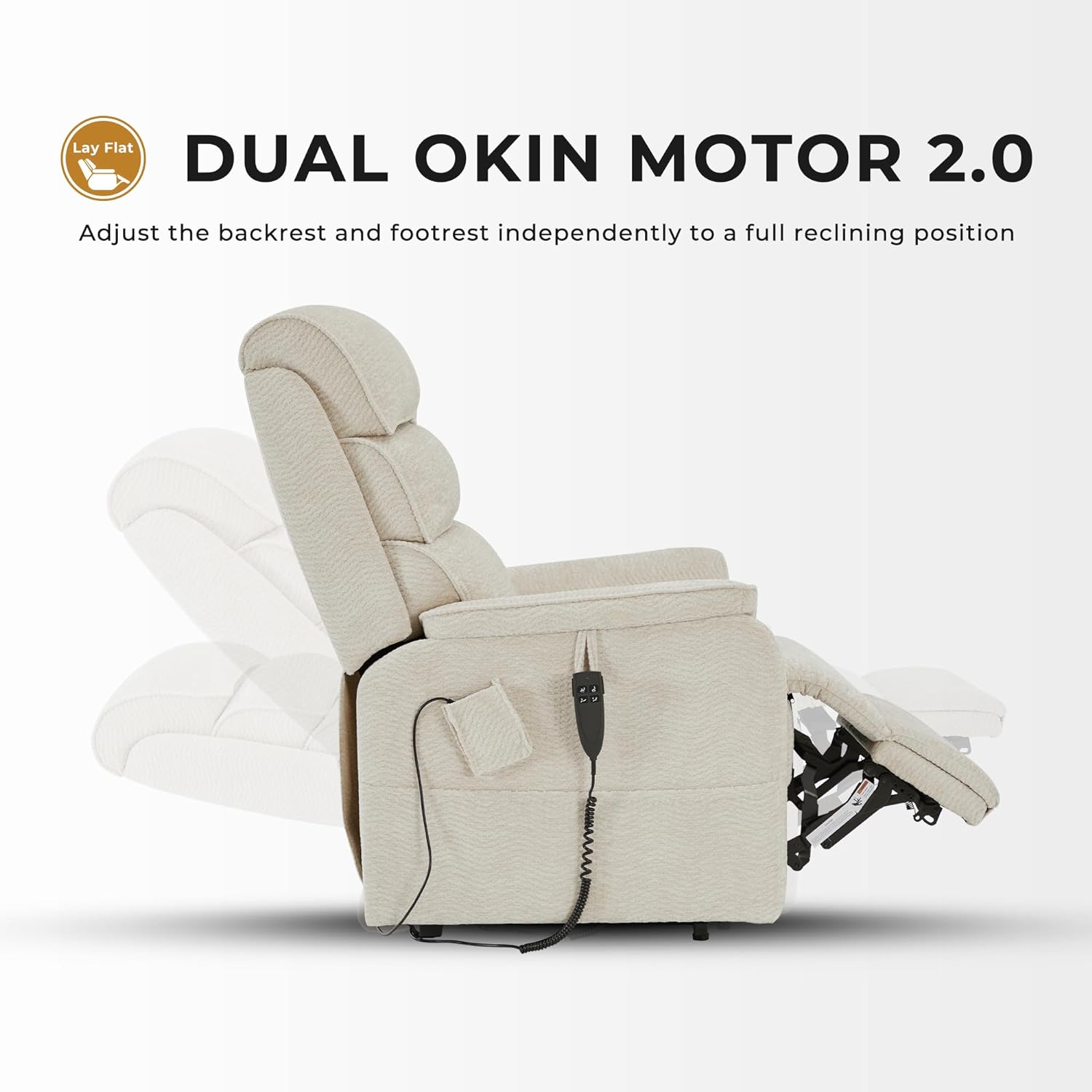 Irene House 9188 Medium Dual Motor Lay Flat Recliner Lift Chair Recliners Infinite Position with Heat Massage for Elderly Up to 300 LBS Electric Power Lift Recliner Chair Sofa