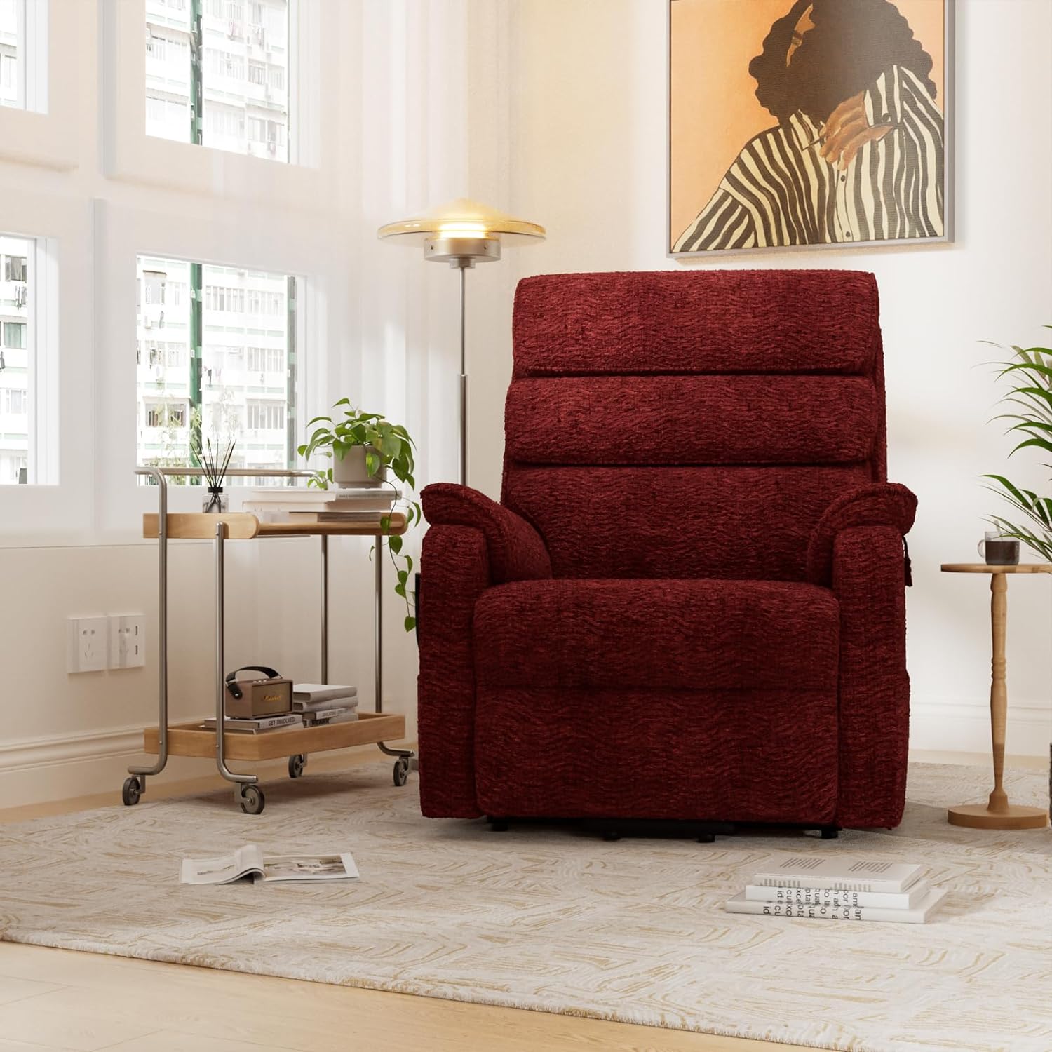 Irene House 9188 Medium Dual Motor Lay Flat Recliner Lift Chair Recliners Infinite Position with Heat Massage for Elderly Up to 300 LBS Electric Power Lift Recliner Chair Sofa
