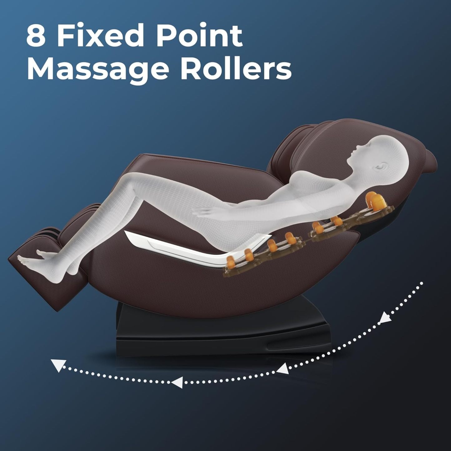 2024 Massage Chair, Full Body Zero Gravity Massage Chair with 8 Fixed Massage Rollers, 6 Auto Modes, Waist Heated, Bluetooth Speaker