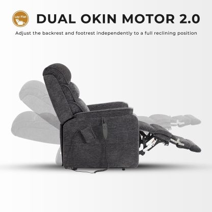 Irene House 9188 Medium Dual Motor Lay Flat Recliner Lift Chair Recliners Infinite Position with Heat Massage for Elderly Up to 300 LBS Electric Power Lift Recliner Chair Sofa