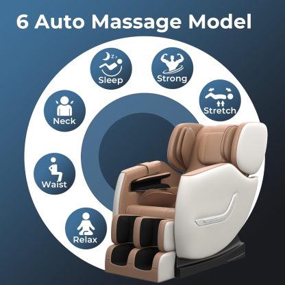 2024 Massage Chair, Full Body Zero Gravity Massage Chair with 8 Fixed Massage Rollers, 6 Auto Modes, Waist Heated, Bluetooth Speaker