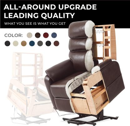 Irene House 9188 Medium Dual Motor Lay Flat Recliner Lift Chair Recliners Infinite Position with Heat Massage for Elderly Up to 300 LBS Electric Power Lift Recliner Chair Sofa