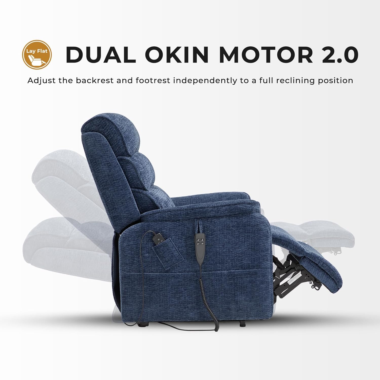 Irene House 9188 Medium Dual Motor Lay Flat Recliner Lift Chair Recliners Infinite Position with Heat Massage for Elderly Up to 300 LBS Electric Power Lift Recliner Chair Sofa