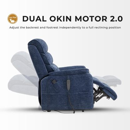 Irene House 9188 Medium Dual Motor Lay Flat Recliner Lift Chair Recliners Infinite Position with Heat Massage for Elderly Up to 300 LBS Electric Power Lift Recliner Chair Sofa