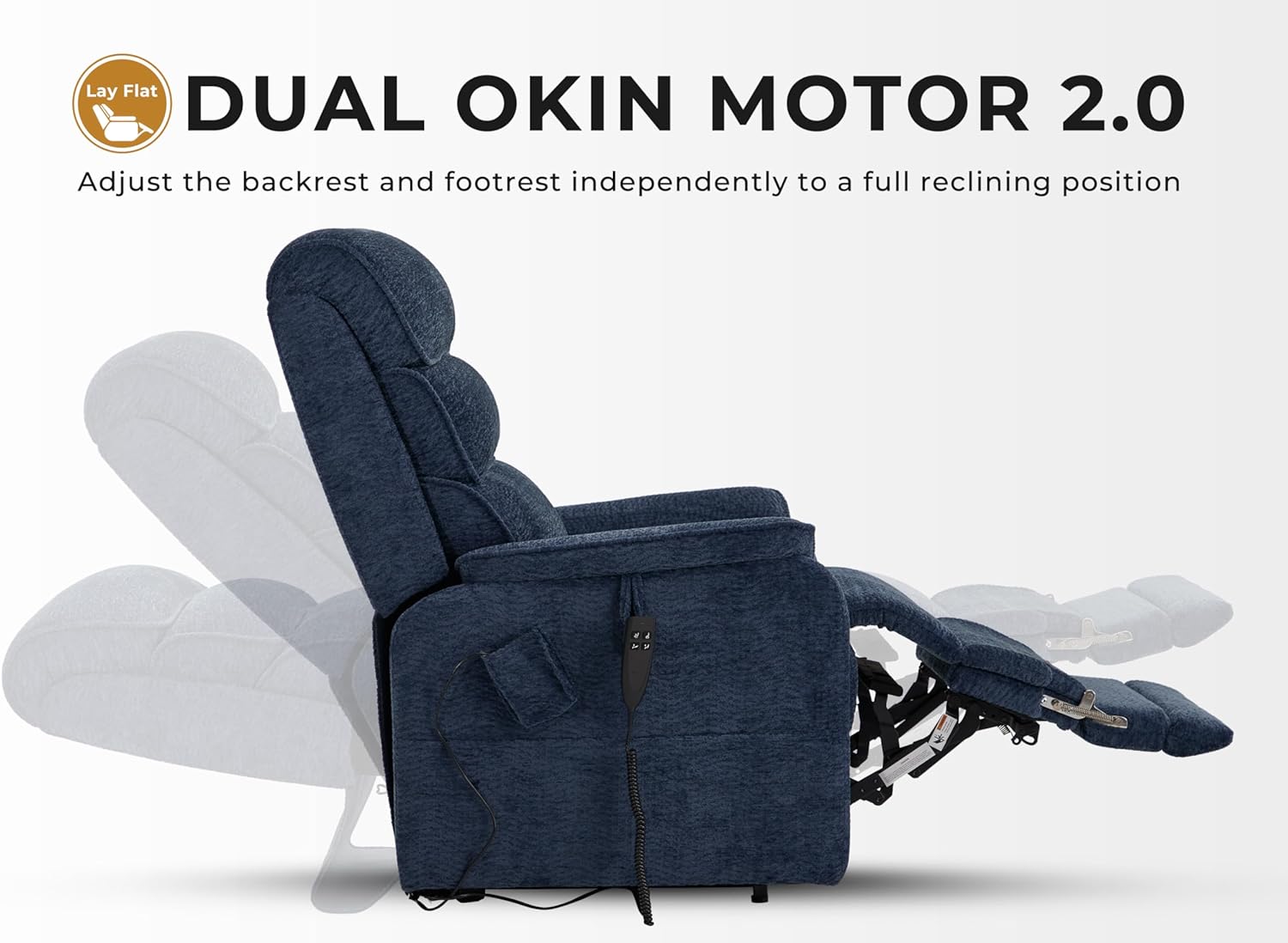 Irene House 9188 Medium Dual Motor Lay Flat Recliner Lift Chair Recliners Infinite Position with Heat Massage for Elderly Up to 300 LBS Electric Power Lift Recliner Chair Sofa