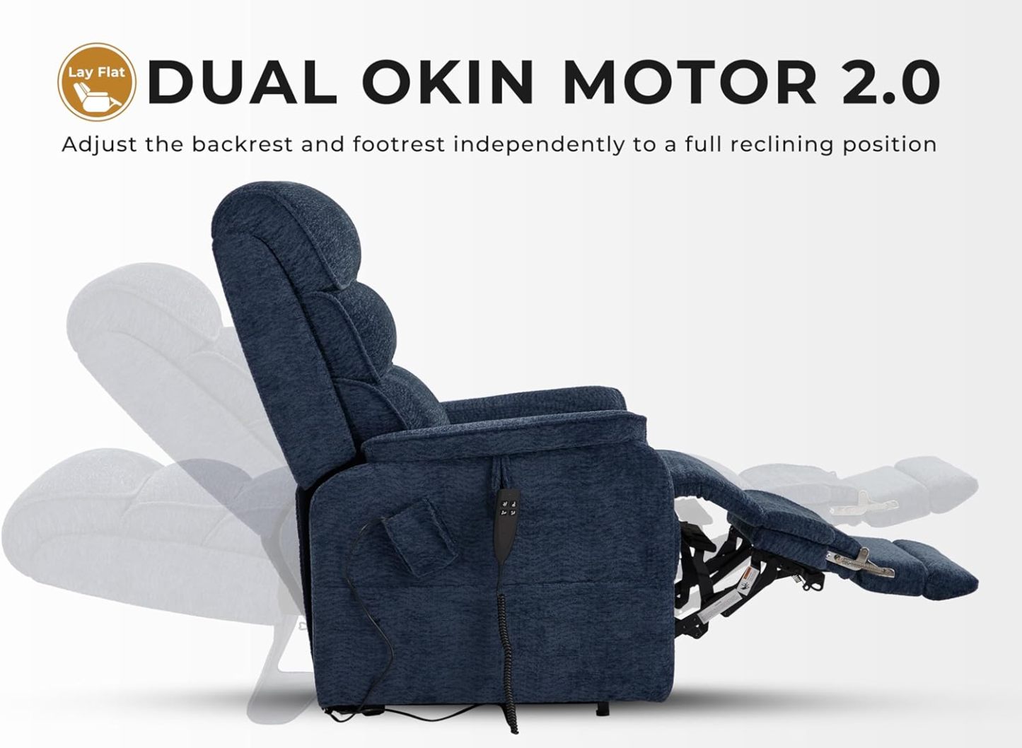 Irene House 9188 Medium Dual Motor Lay Flat Recliner Lift Chair Recliners Infinite Position with Heat Massage for Elderly Up to 300 LBS Electric Power Lift Recliner Chair Sofa