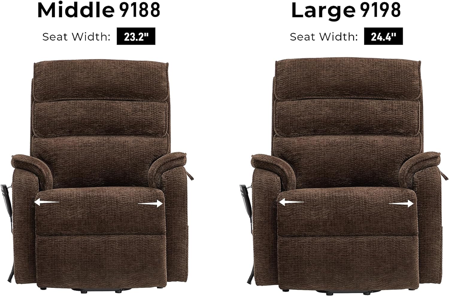 Irene House 9188 Medium Dual Motor Lay Flat Recliner Lift Chair Recliners Infinite Position with Heat Massage for Elderly Up to 300 LBS Electric Power Lift Recliner Chair Sofa